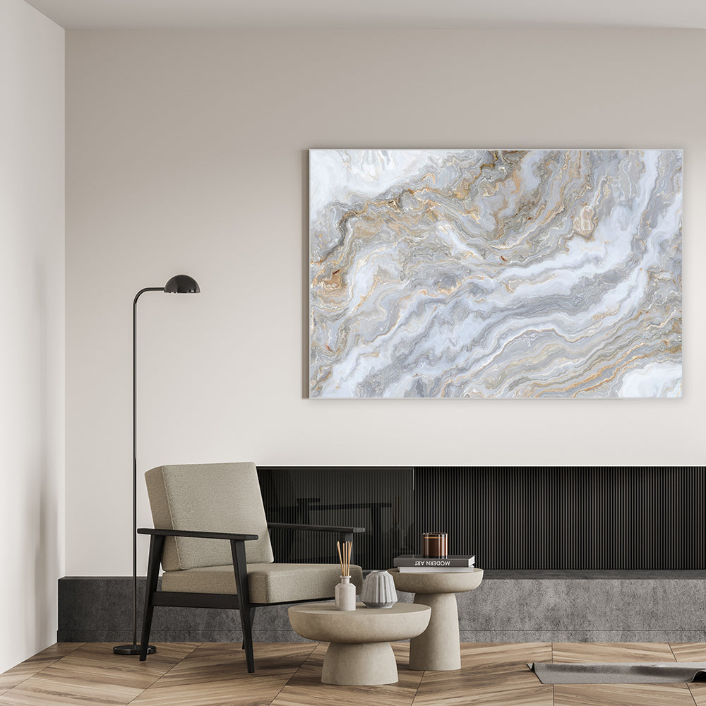 Akustikbild im Luxus Marmor Design im Wohnzimmer