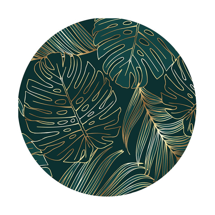 Akustikbild Motiv Golden Leaf, goldenen Blätter auf Grünem hintergrund.